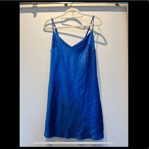 Nasty Gal Blue Satin Slip Dress, Size 10
